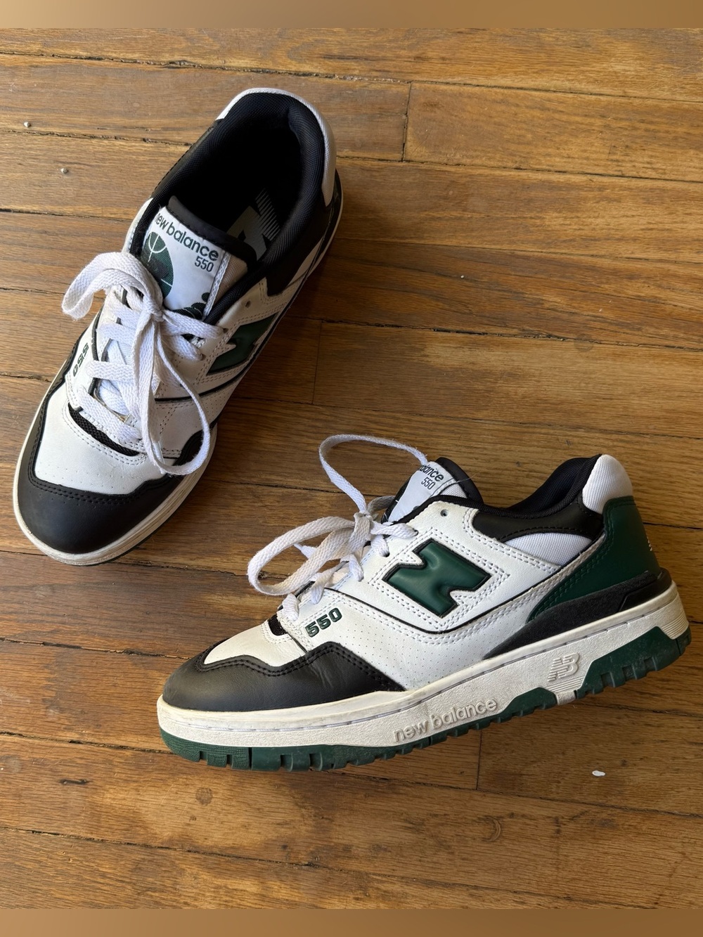 New Balance 550 White, Black & Green Sneakers